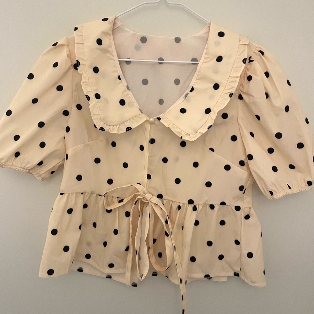 Cream Polka Dot Blouse